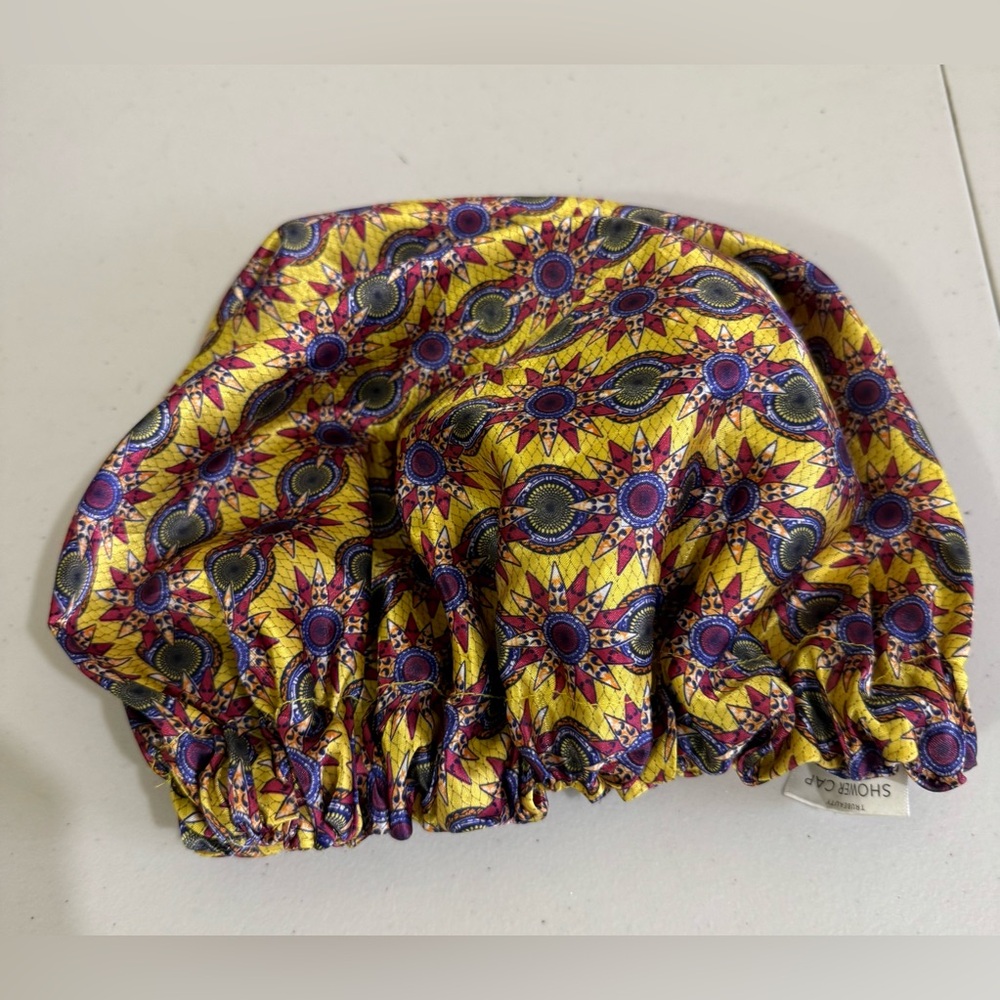 TRUBEAUTY Yellow Patterned Hair Bonnet - Stylish showers Cap